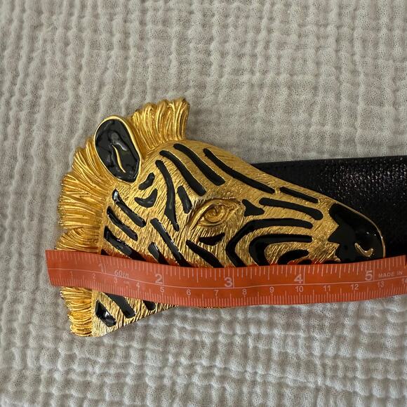 Dotty Smith Belt Size 28 - 32 Genuine Snake Belt Large Zebra Head Buckle - Picture 10 of 12